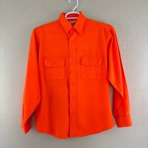 Five Brother Shirt Mens Sz M Hunter Orange Bright Button Front Long Sleeve READ